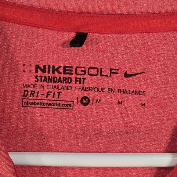 Nike Golf Dri Fit Polo Mens  Standard Fit Heathered Red Grey size Med Colorblock - Picture 4 of 14